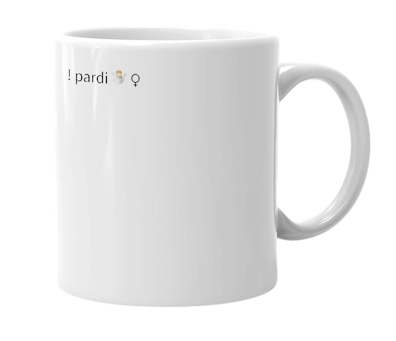 White mug with the definition of 'Pardi'