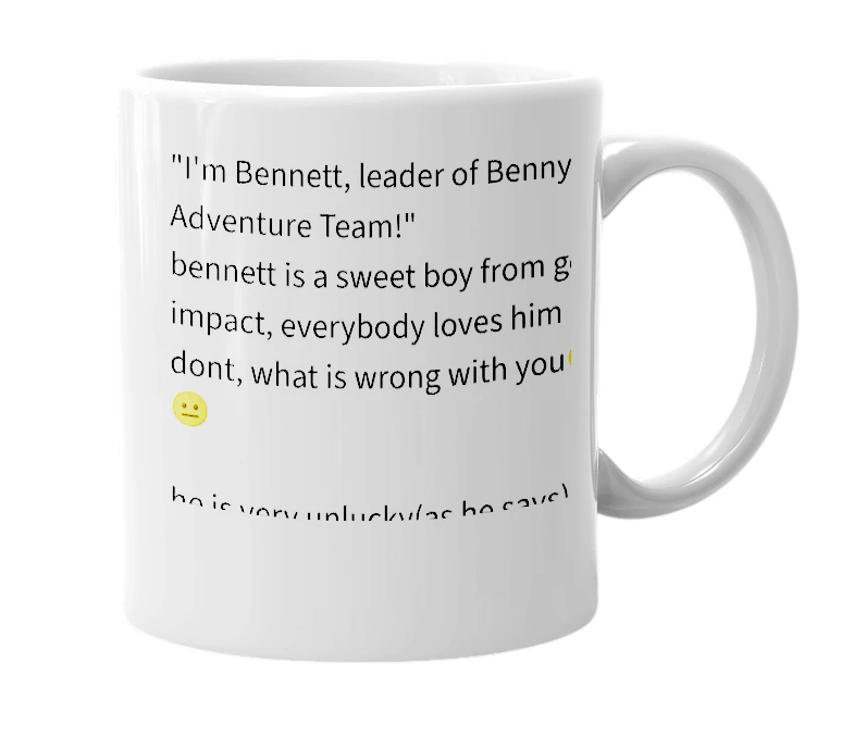 White mug with the definition of 'Bennett'