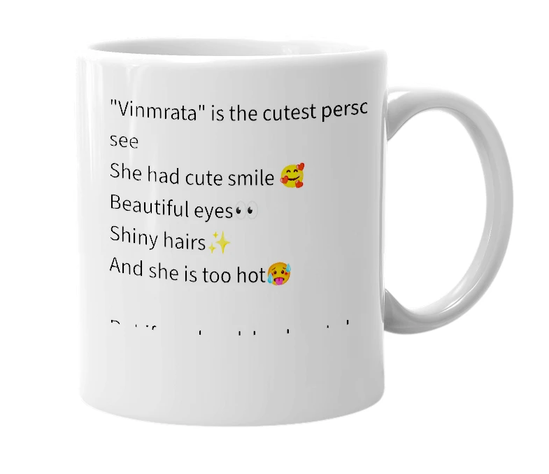 White mug with the definition of 'vinmrata'