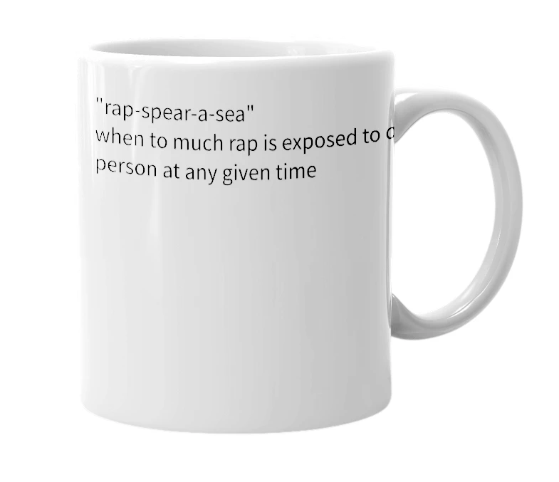 White mug with the definition of 'rhapspiracy'