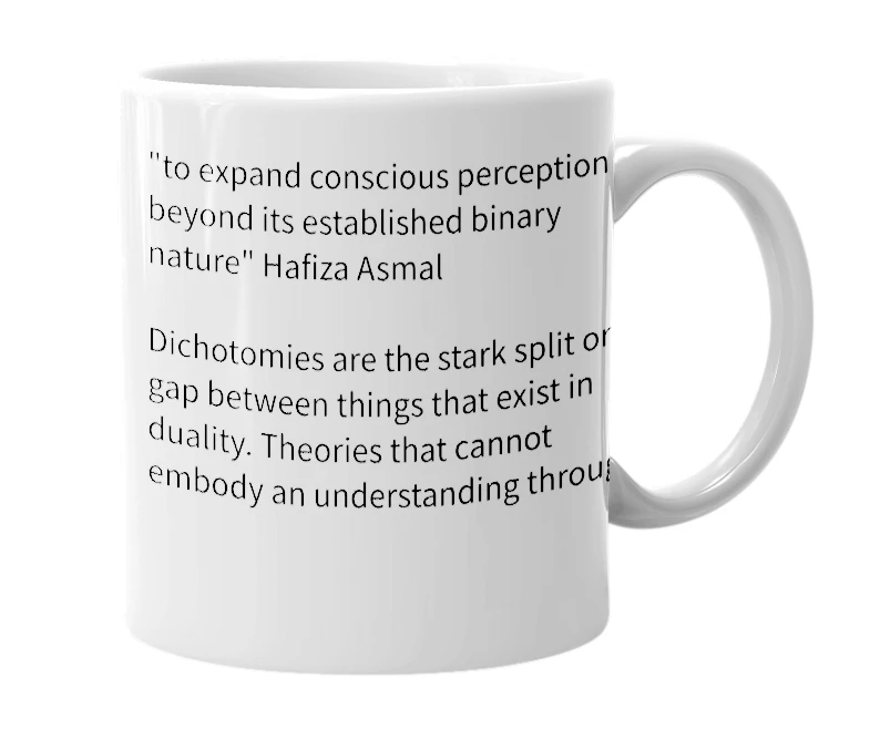 White mug with the definition of 'multichotomy'