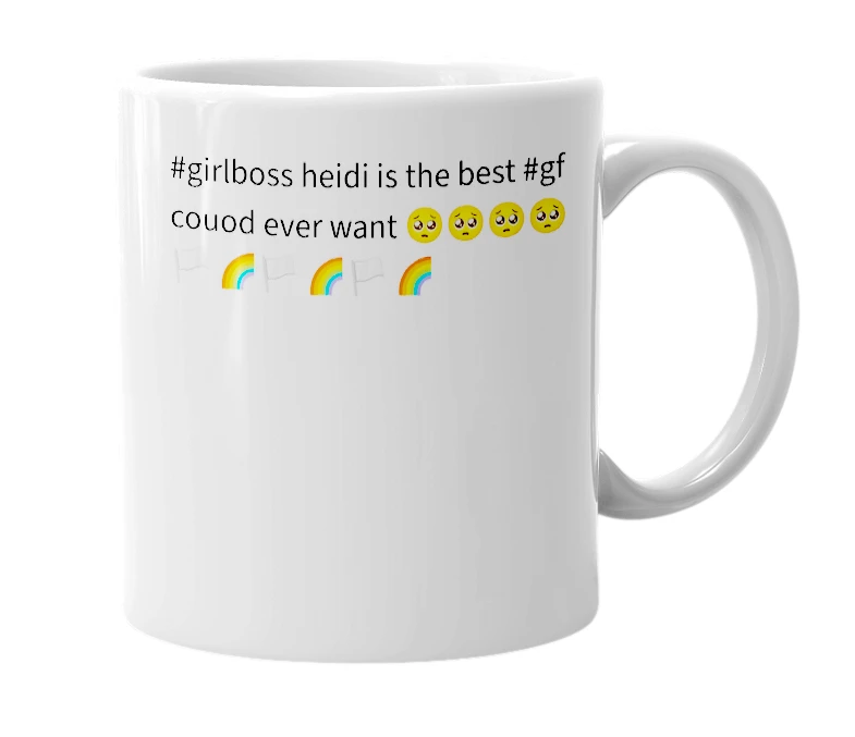 White mug with the definition of 'Heidi'