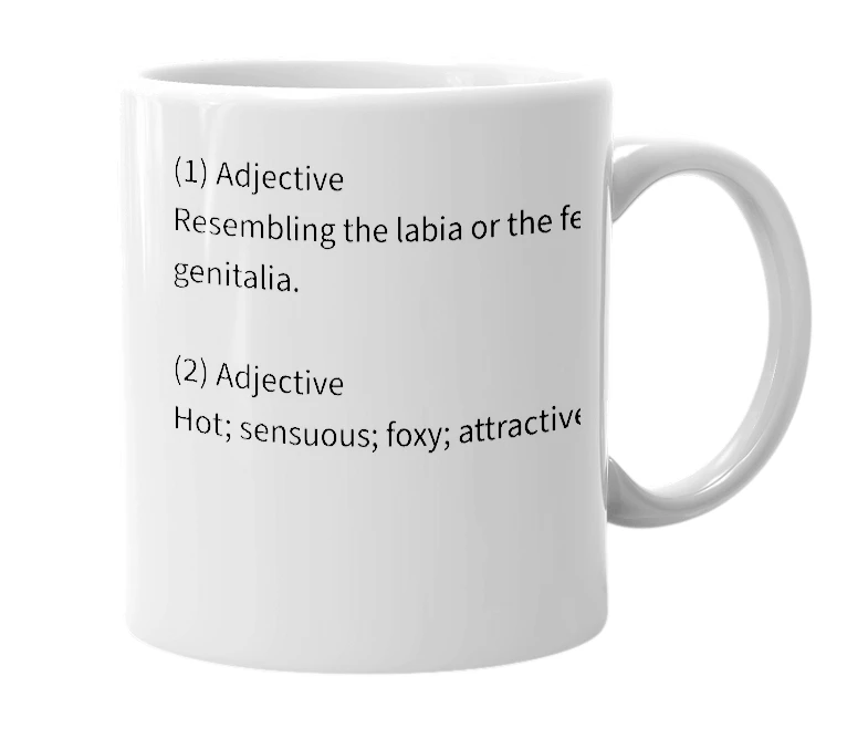White mug with the definition of 'labacious'