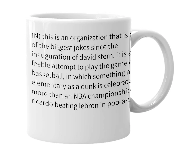 White mug with the definition of 'the WNBA'