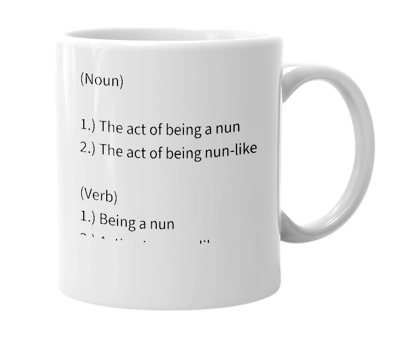 White mug with the definition of 'Nunning'