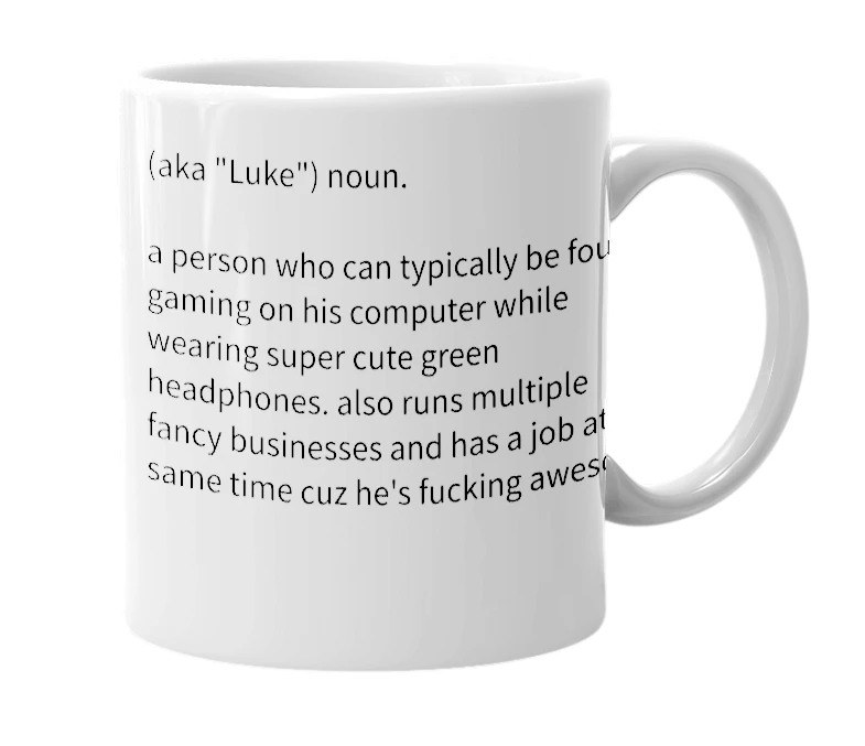 White mug with the definition of 'wuke'