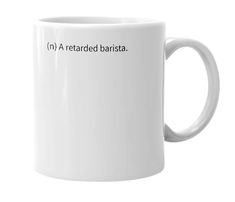 White mug with the definition of 'Baristatard'