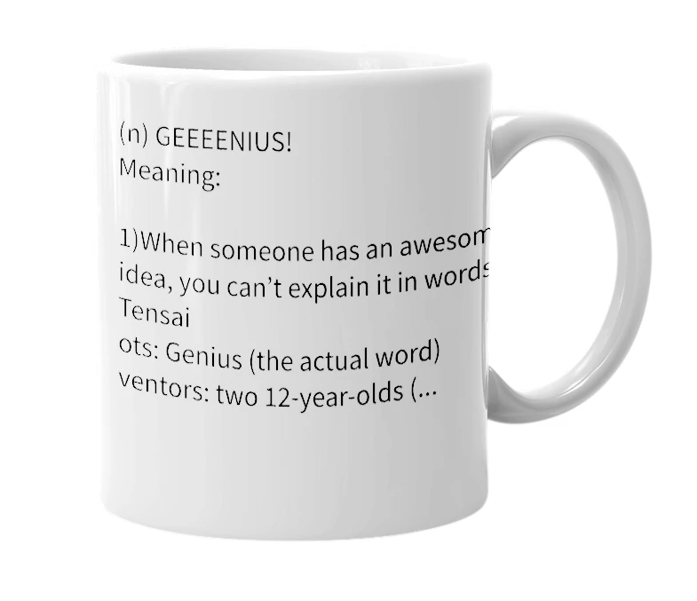 White mug with the definition of 'GENIUS'