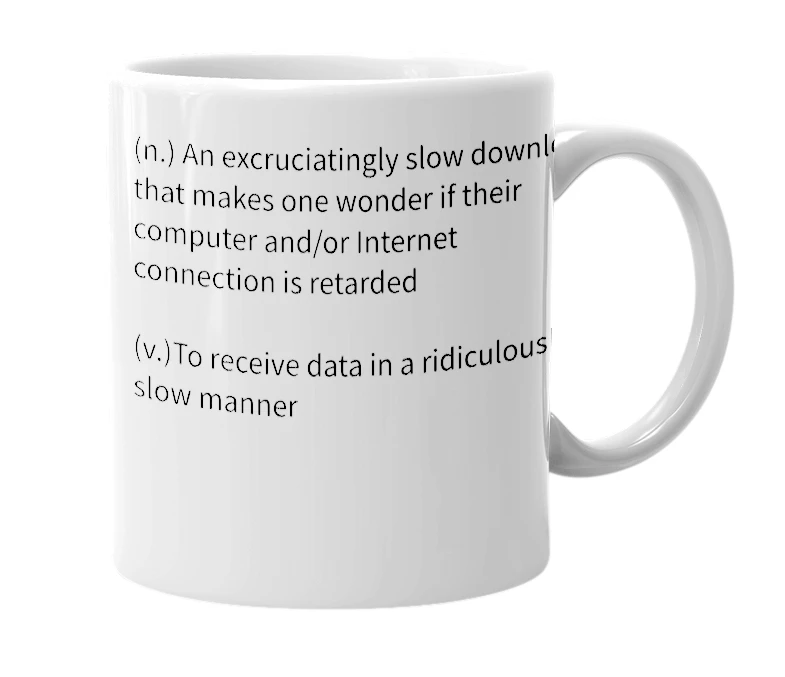 White mug with the definition of 'Downsload'