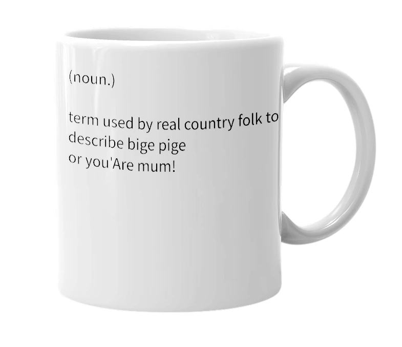 White mug with the definition of 'Grunta'