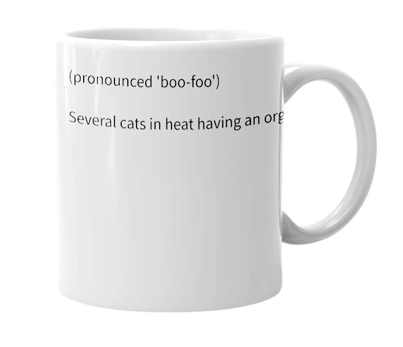 White mug with the definition of 'boufou'