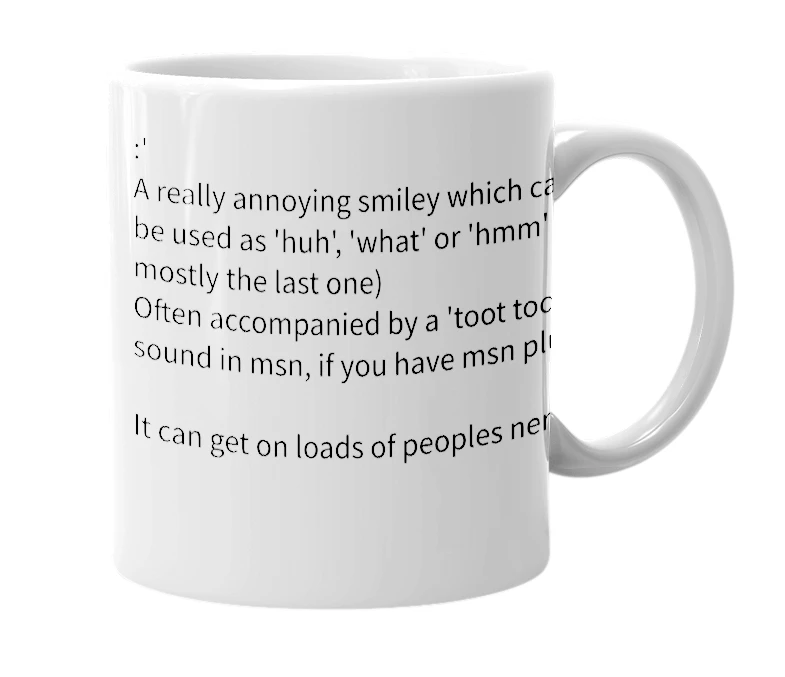 White mug with the definition of ':''