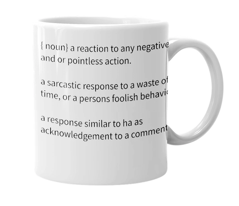 White mug with the definition of 'hmmmnt'