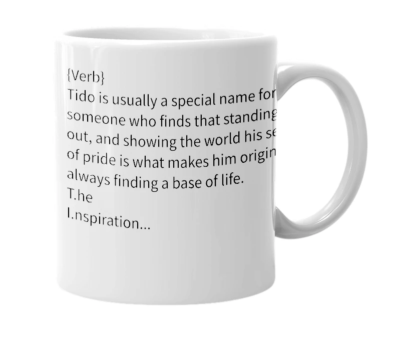 White mug with the definition of 'Tido'