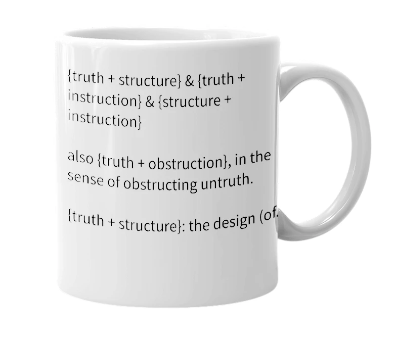 White mug with the definition of 'truthstruction'
