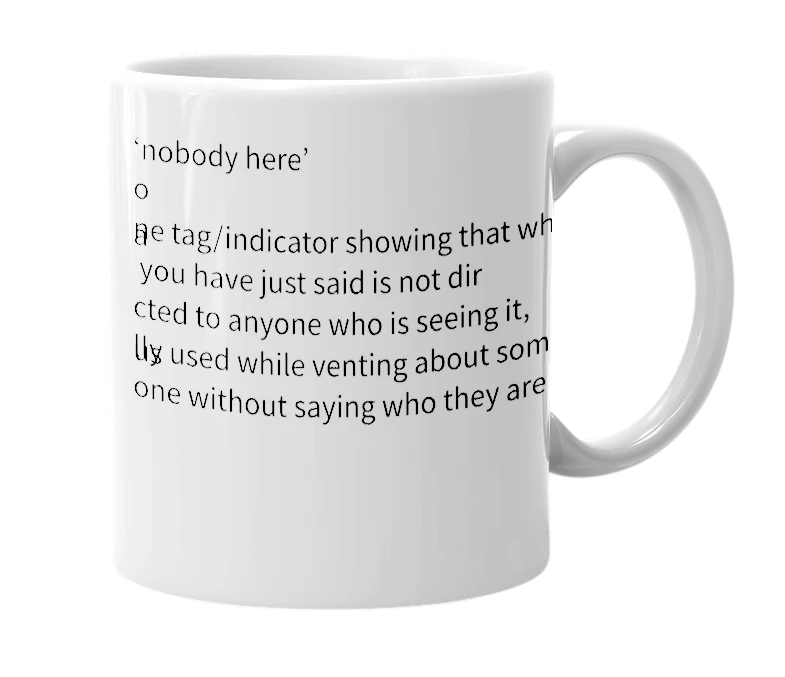 White mug with the definition of '/nbh'