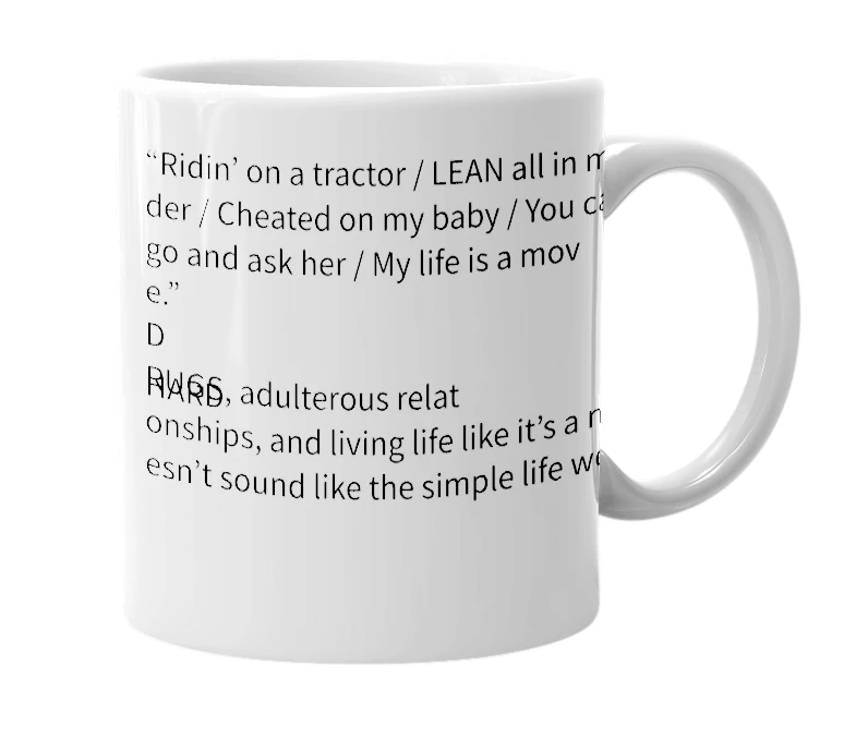 White mug with the definition of 'lean all in my bladder'