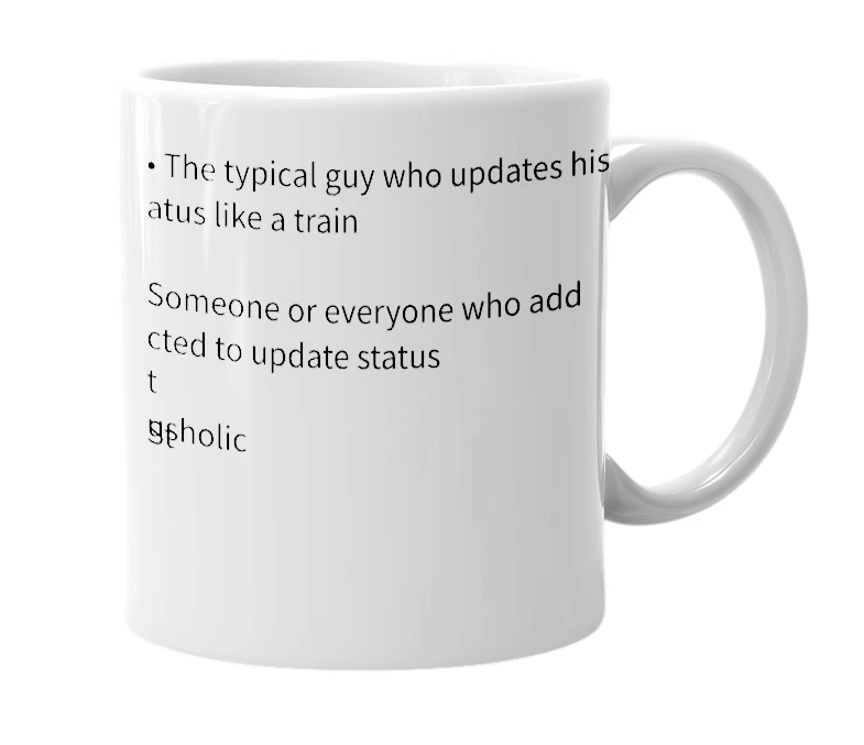 White mug with the definition of 'Statusoli'