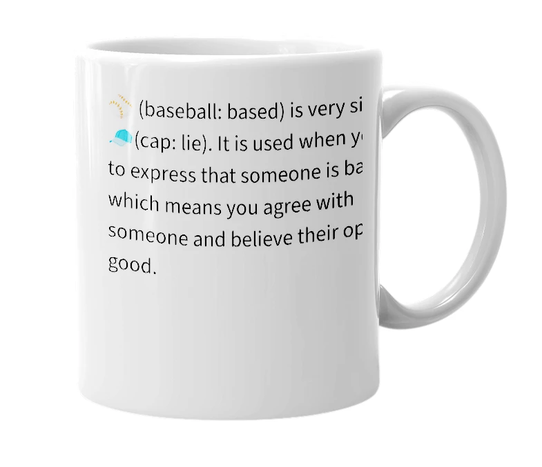 White mug with the definition of '⚾️'