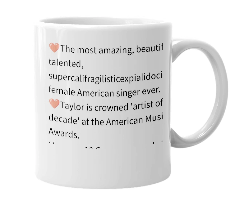 White mug with the definition of 'Taylor Swift'