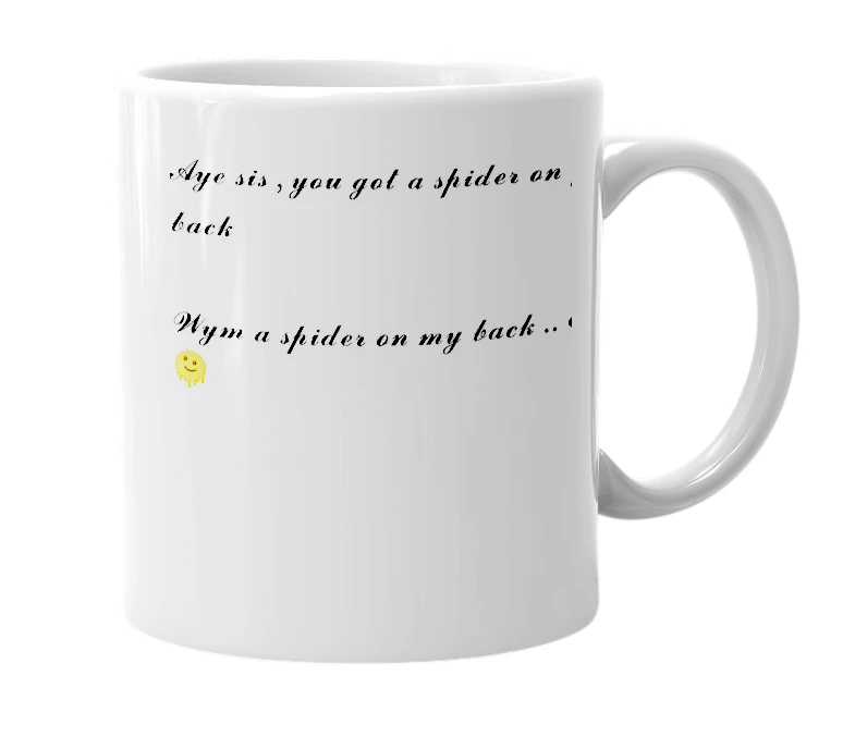 White mug with the definition of 'WYM'