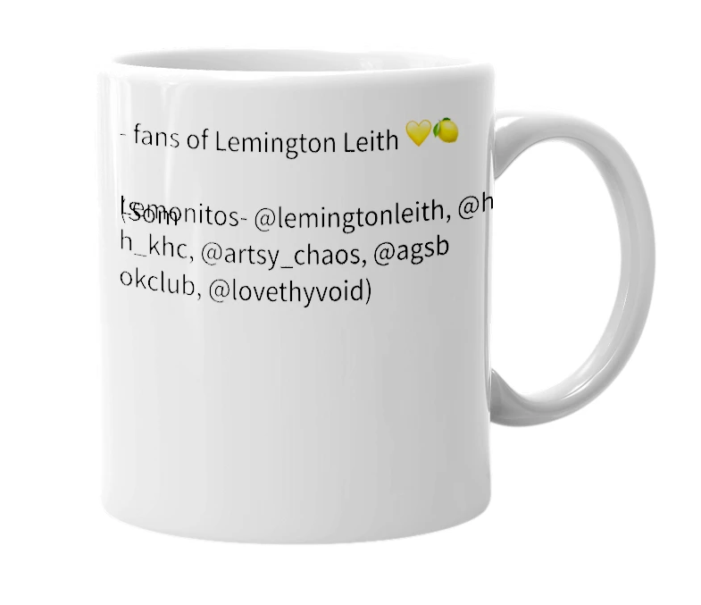 White mug with the definition of 'Lemonitos'