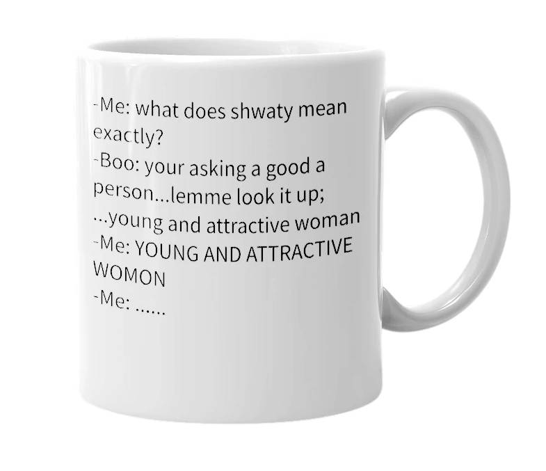 White mug with the definition of 'Womon'