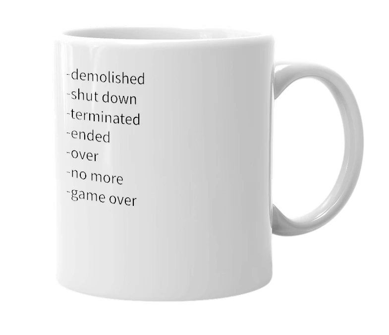 White mug with the definition of 'shroed'