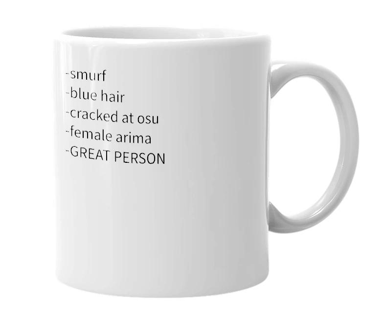 White mug with the definition of 'myca'