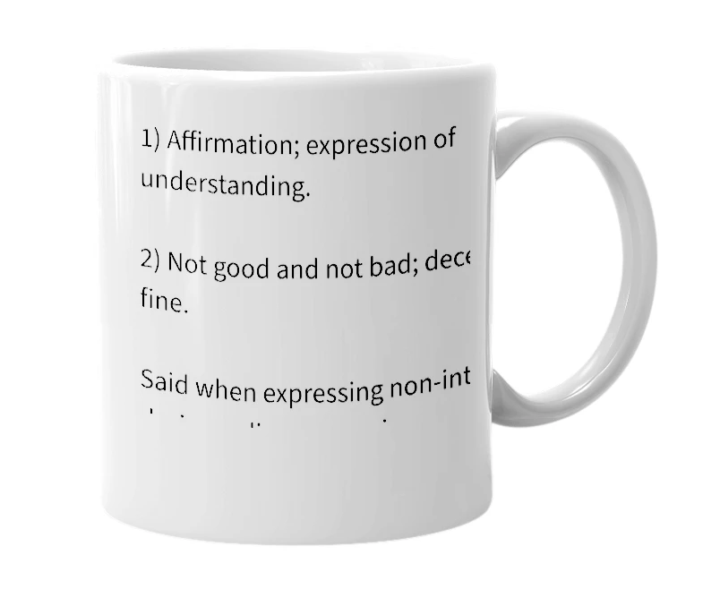 White mug with the definition of 'ai du'