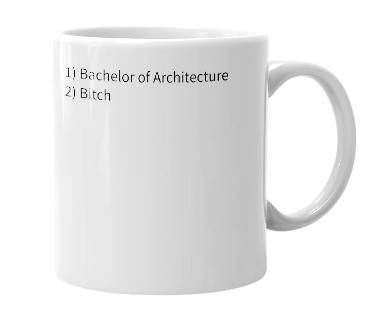 White mug with the definition of 'barch'