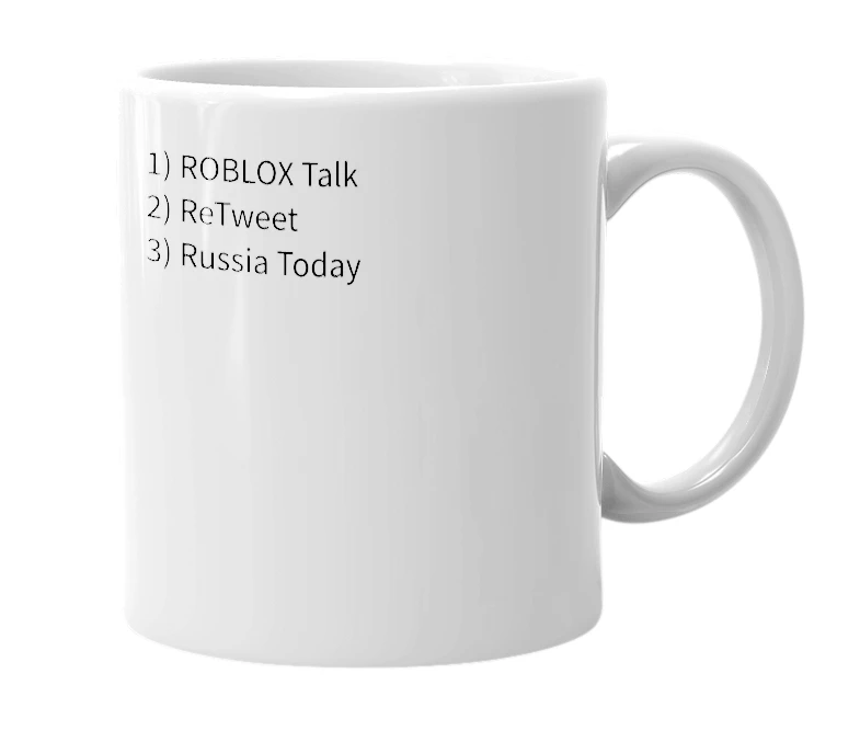 White mug with the definition of 'RT'