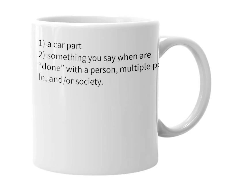 White mug with the definition of 'schlompoofa'