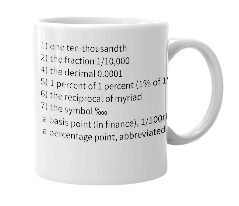 White mug with the definition of 'permyriad'