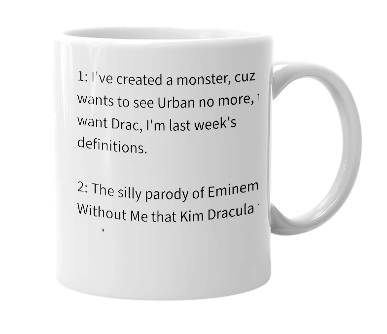 White mug with the definition of 'The Dractionary Theme'