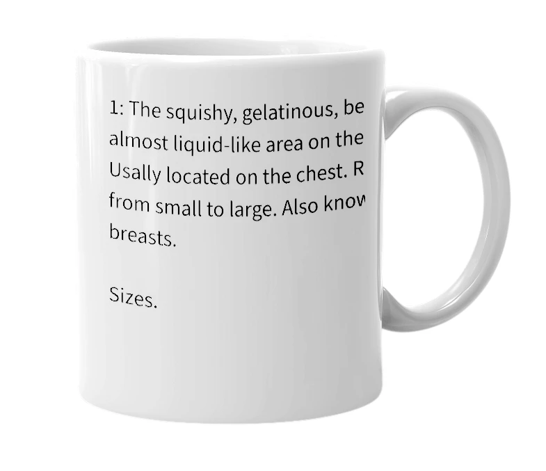 White mug with the definition of 'Boobies'