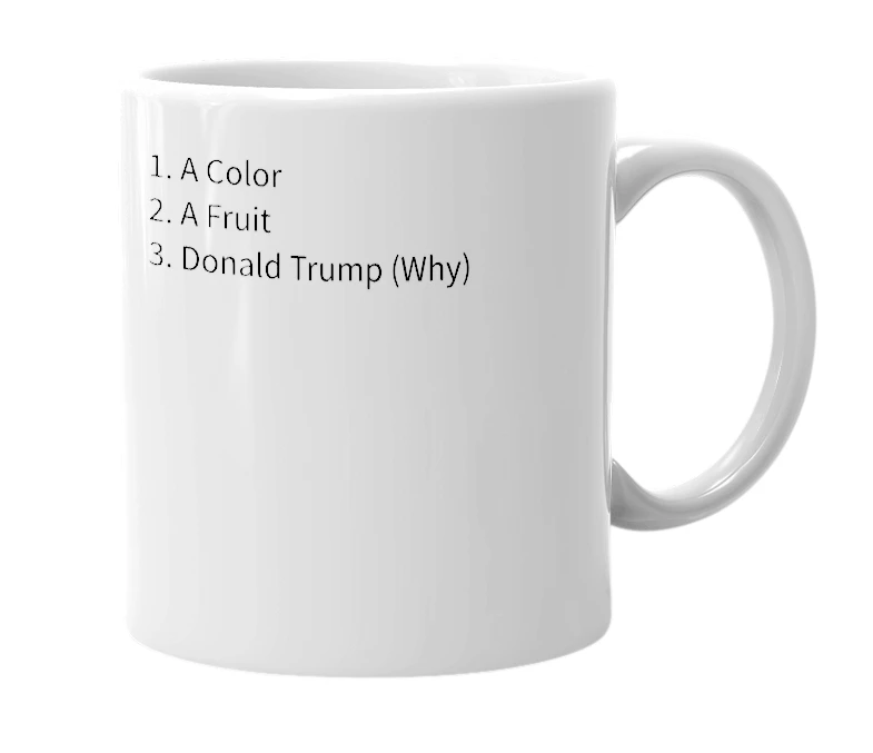 White mug with the definition of 'Orange'