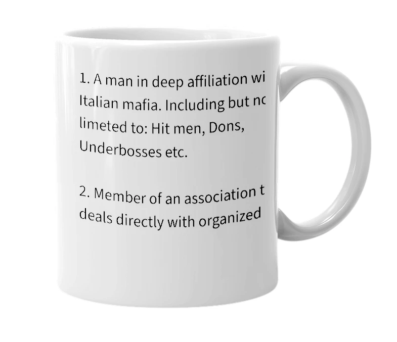 White mug with the definition of 'tenuta'
