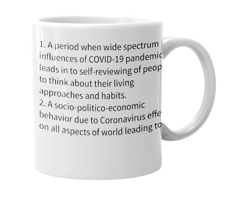White mug with the definition of 'Covidism'