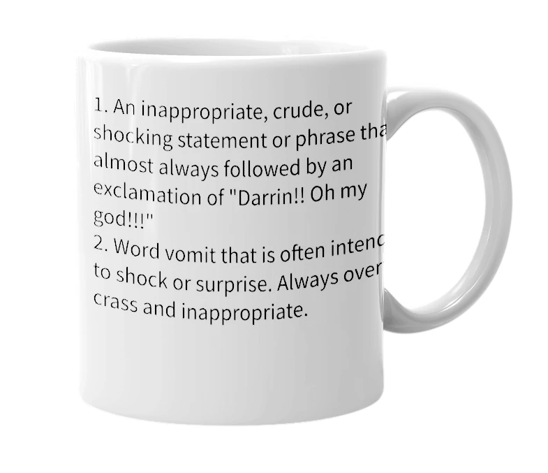 White mug with the definition of 'Darrinism'