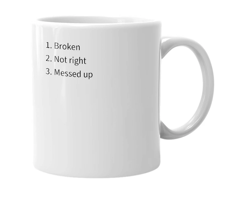 White mug with the definition of 'boogled'