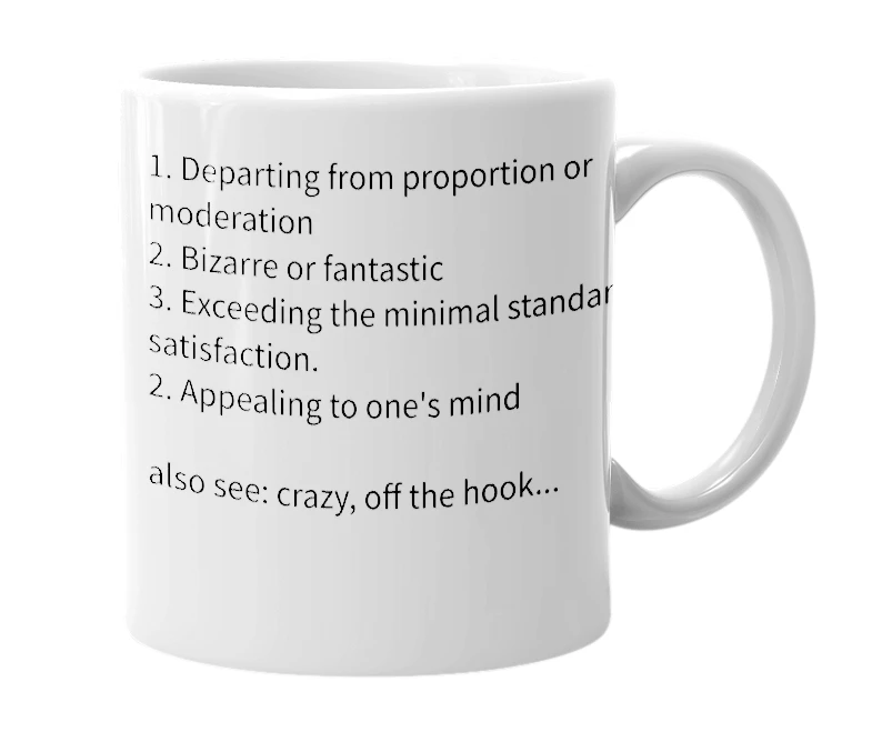 White mug with the definition of 'krazzi'