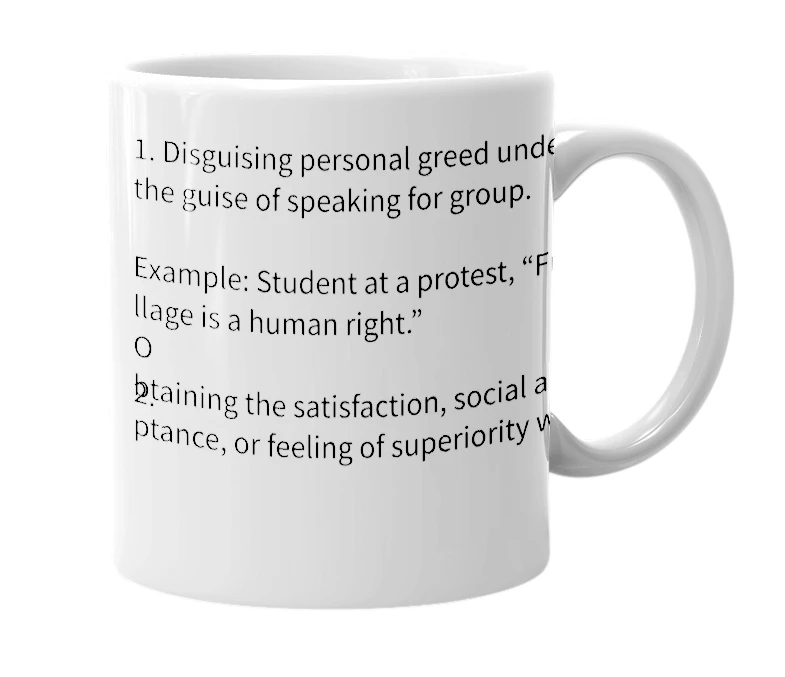 White mug with the definition of 'Advocacy'