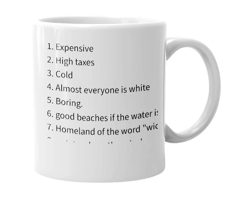 White mug with the definition of 'Maine'