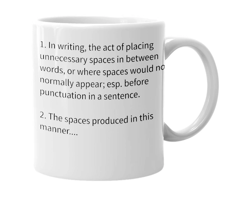 White mug with the definition of 'punctuspacion'
