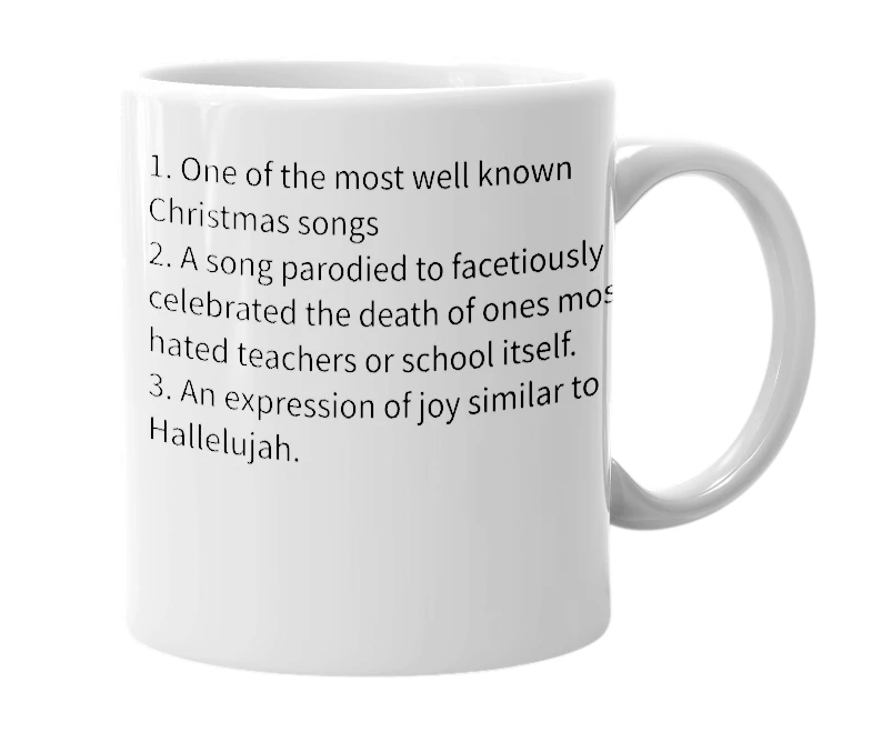 White mug with the definition of 'joy to the world'