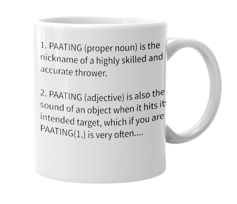 White mug with the definition of 'paating'