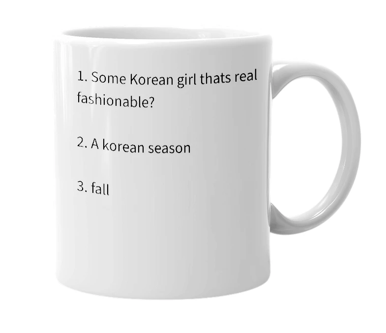 White mug with the definition of 'Autumn Yun'