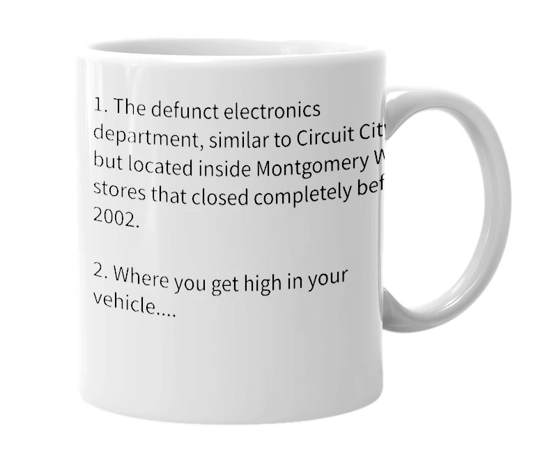 White mug with the definition of 'Electric Avenue'