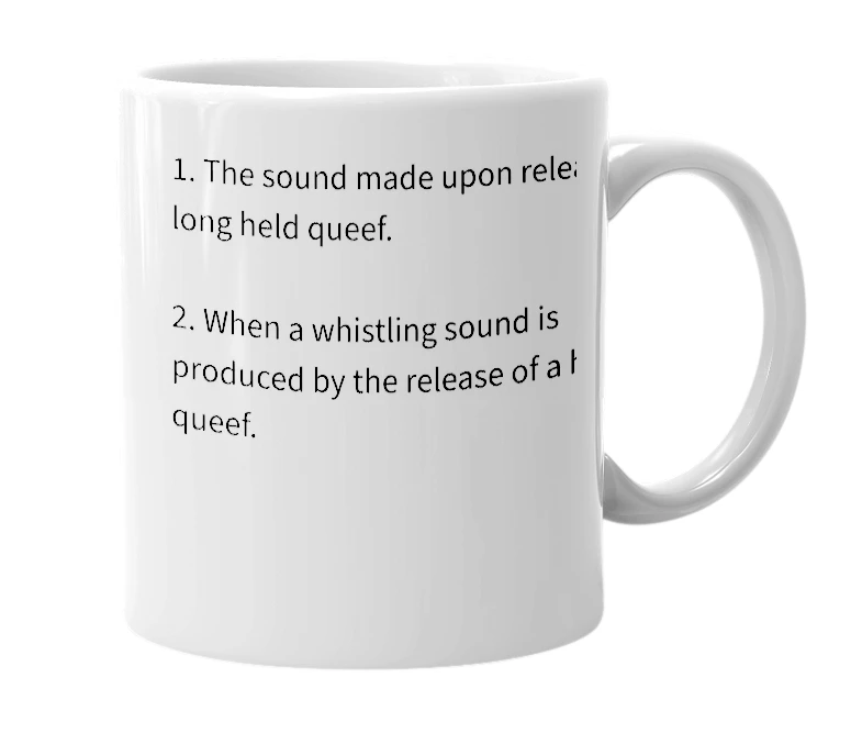 White mug with the definition of 'Quistle'